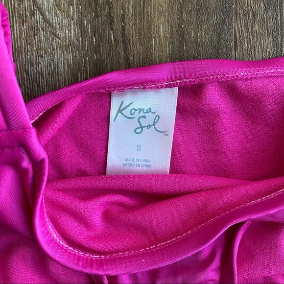 Kona Sol Pink Banded Hips Bikini Bottoms Size Small - Picture 2 of 4